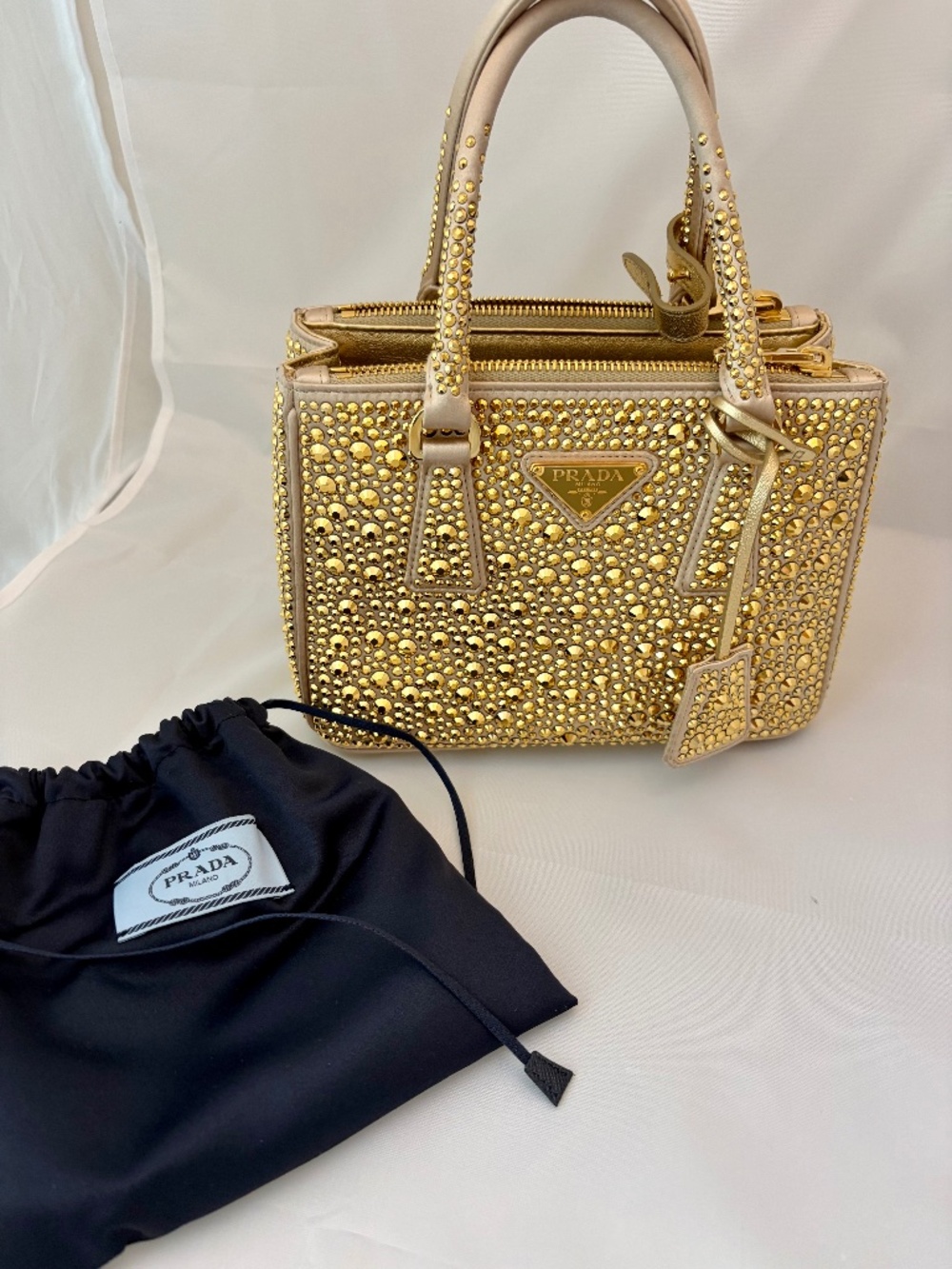 Prada Gold Crystal Embellished Shoulder Bag - Picture 3 of 14
